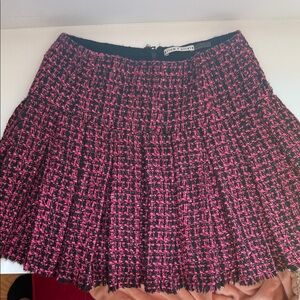 Alice + Olivia Pink and Black Tweed Mini Skirt